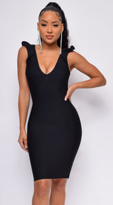 Love At First Sight Black Cross Back Bandage Dress